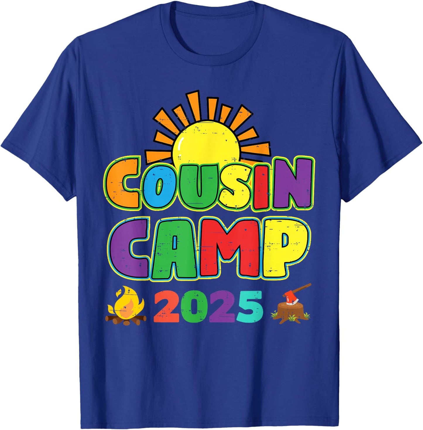 Cousin Camp 2025 Family Vacation Summer Camping Crew T-Shirt - T-Shirt | Royal