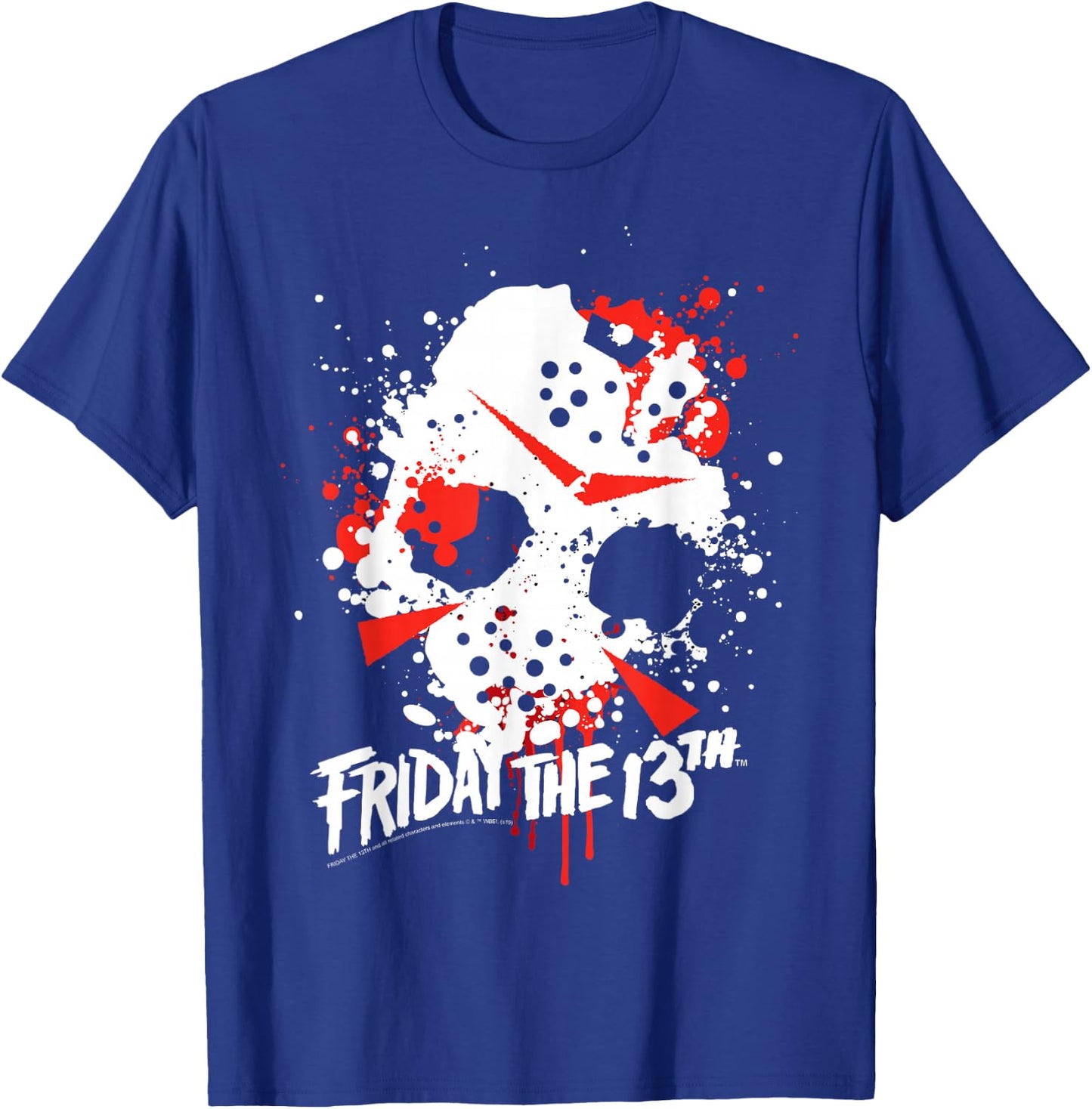 Friday The 13th Jason Blood Splatter Mask T-Shirt - T-Shirt | Royal