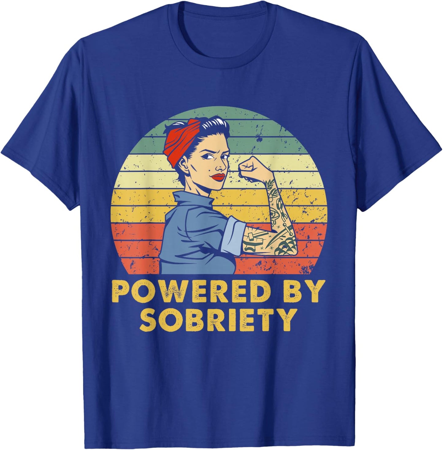 Powered By Sobriety Alcoholics Anonymous AA Sober Women T-Shirt - T-Shirt | Royal