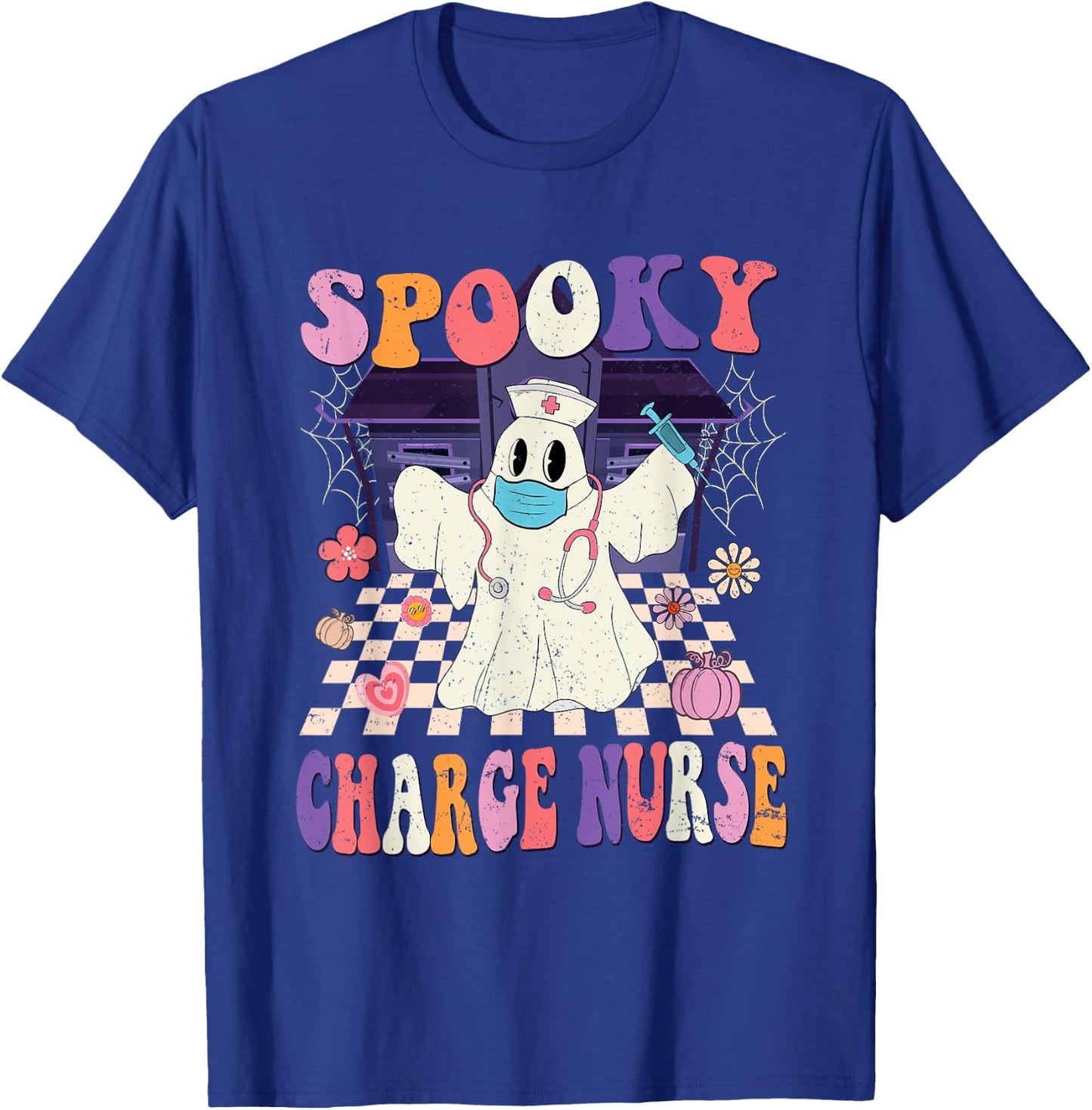 Groovy Spooky Charge Nurse Funny Halloween Costume T-Shirt - T-Shirt | Royal
