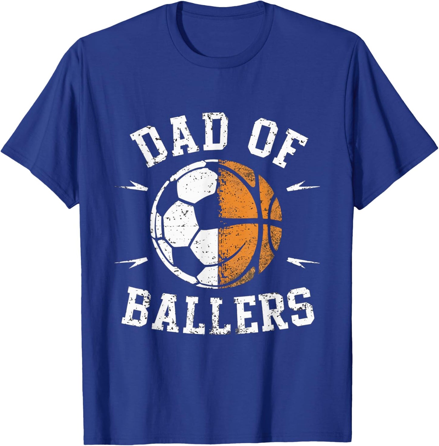 Dad of Ballers Basketball Soccer Ball Fathers Day Coach T-Shirt - T-Shirt | Royal
