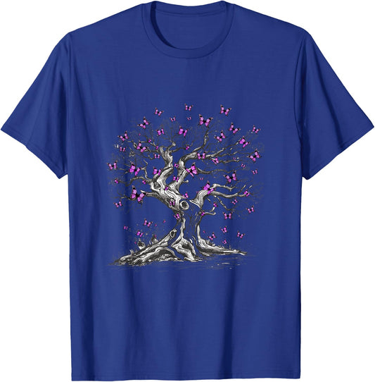 Animal Purple Butterflies Tree Nature Purple Butterfly T-Shirt - T-Shirt | Royal