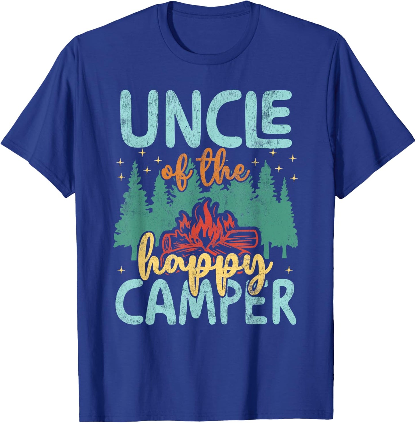 Uncle of Happy Camper 1st Birthday Party Retro Uncle T-Shirt - T-Shirt | Royal