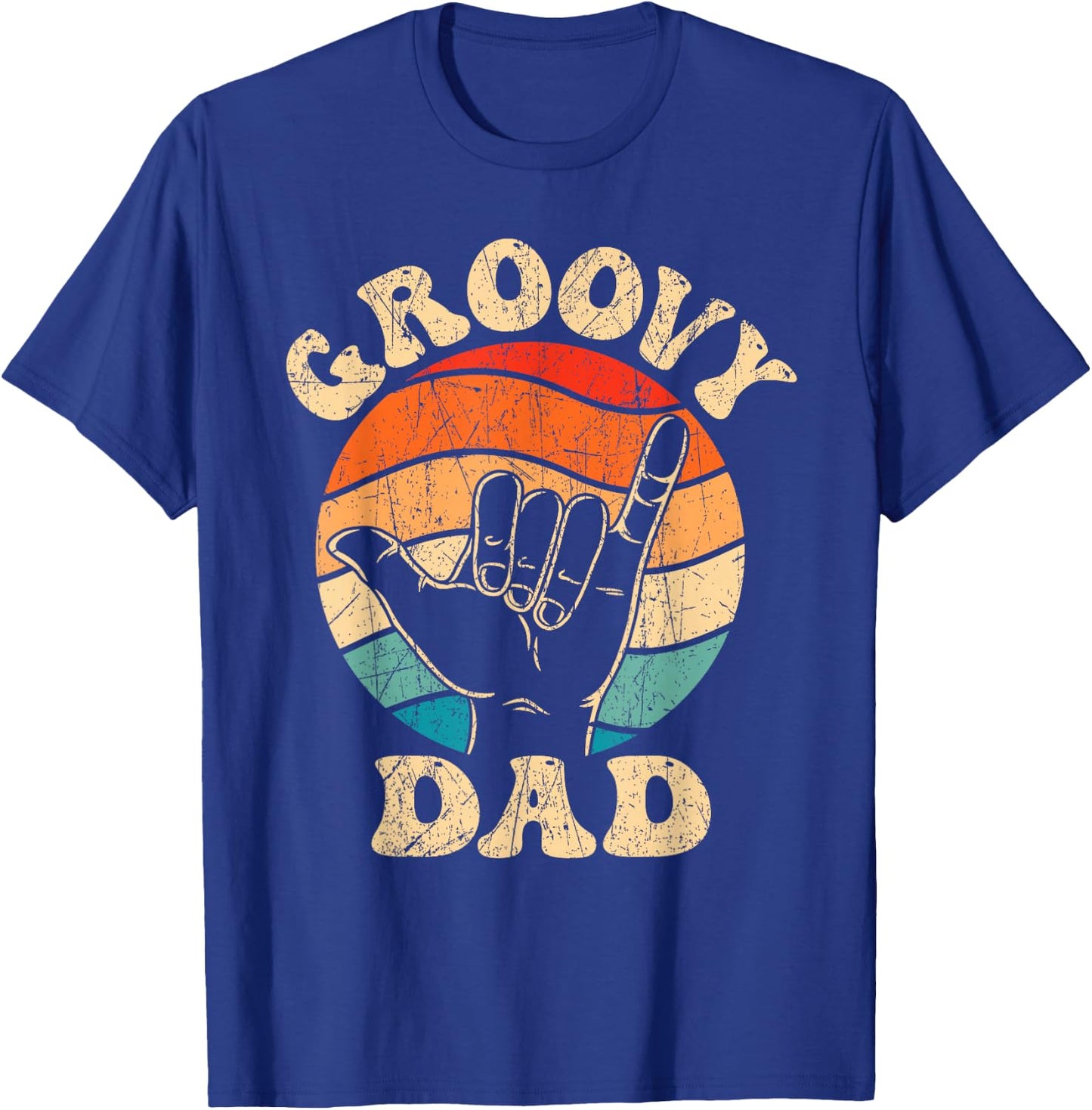 Groovy Dad 70s Aesthetic Nostalgia 1970's Retro Groovy Dad T-Shirt - T-Shirt | Royal