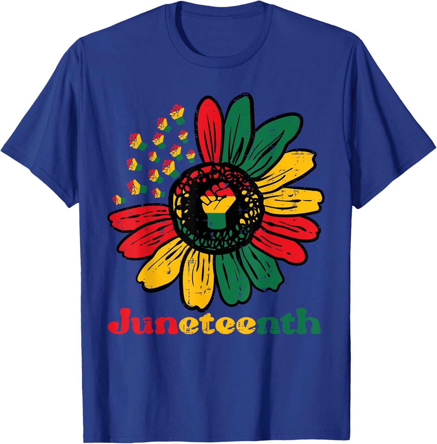 Juneteenth African Sunflower Fists Girls Kids Toddler Women T-Shirt - T-Shirt | Royal