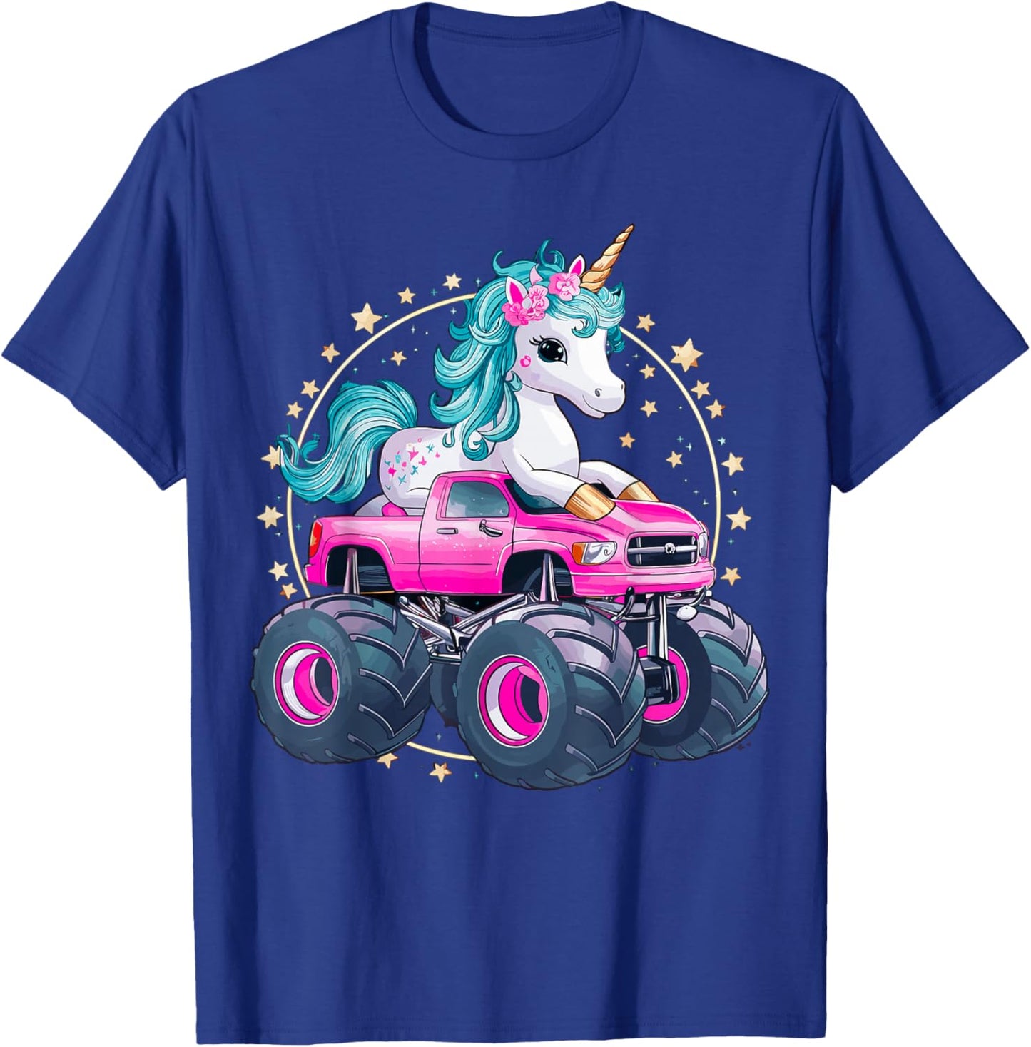Monster Truck Unicorn Girl Birthday Party Monster Truck T-Shirt - T-Shirt | Royal