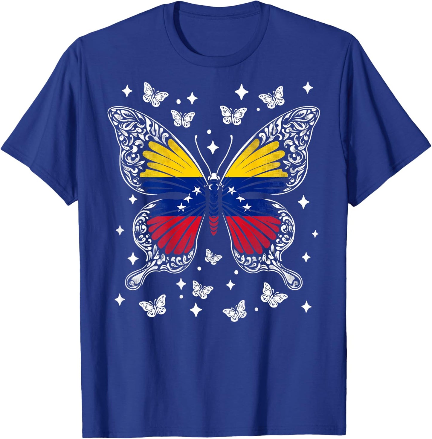 Venezuelan Roots -Kids Venezuelan Flag Butterfly , Black, Small, Short Sleeve T-Shirt - T-Shirt | Royal