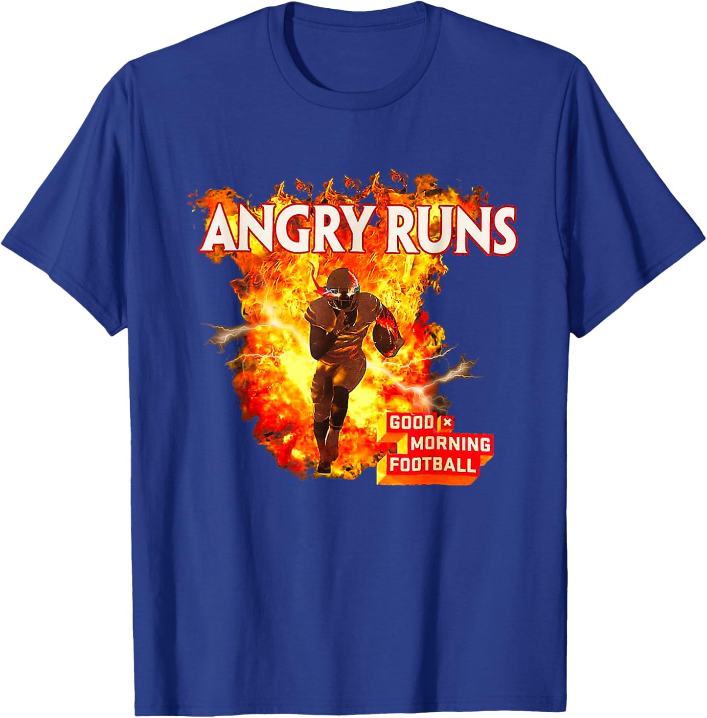 Angry Runs Good Morning Football Sport Lover Vintage Art T-Shirt - T-Shirt | Royal