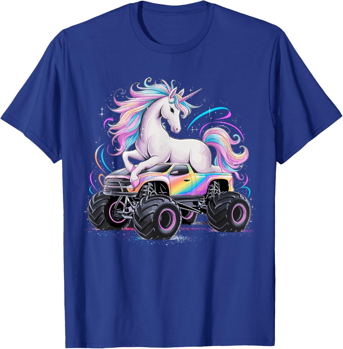 Monster Truck Unicorn Birthday Party Girls Monster Truck T-Shirt - T-Shirt | Royal