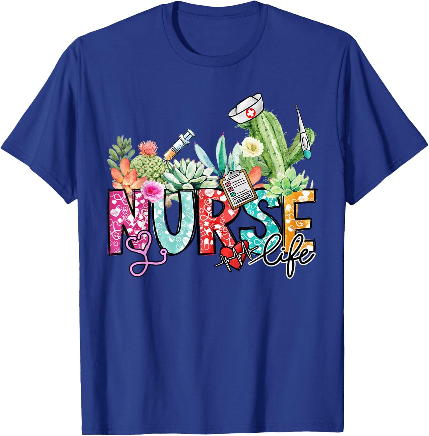 Funny Nurse Mom Cactus Lover for Professionals Nursing T-Shirt - T-Shirt | Royal