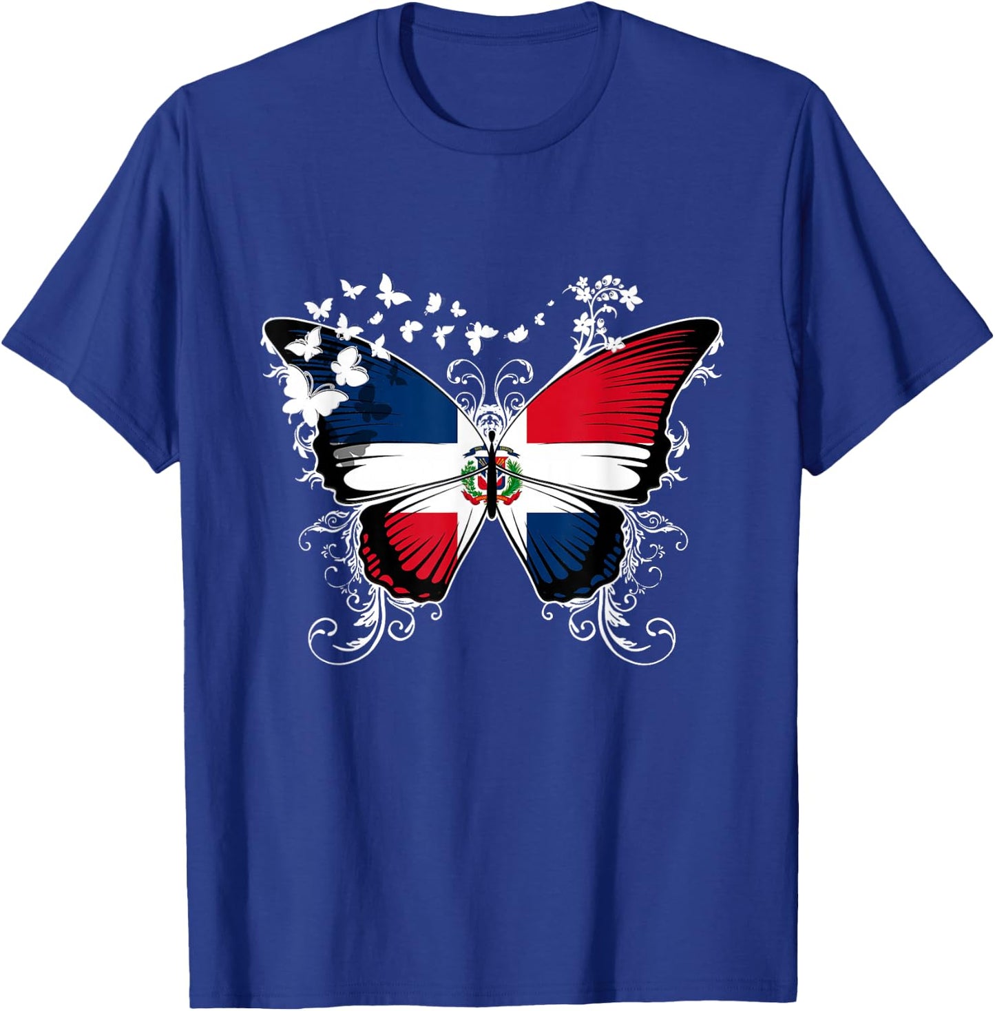 Dominican Republic Flag Shirt Butterfly Graphic T Shirt T-Shirt - T-Shirt | Royal