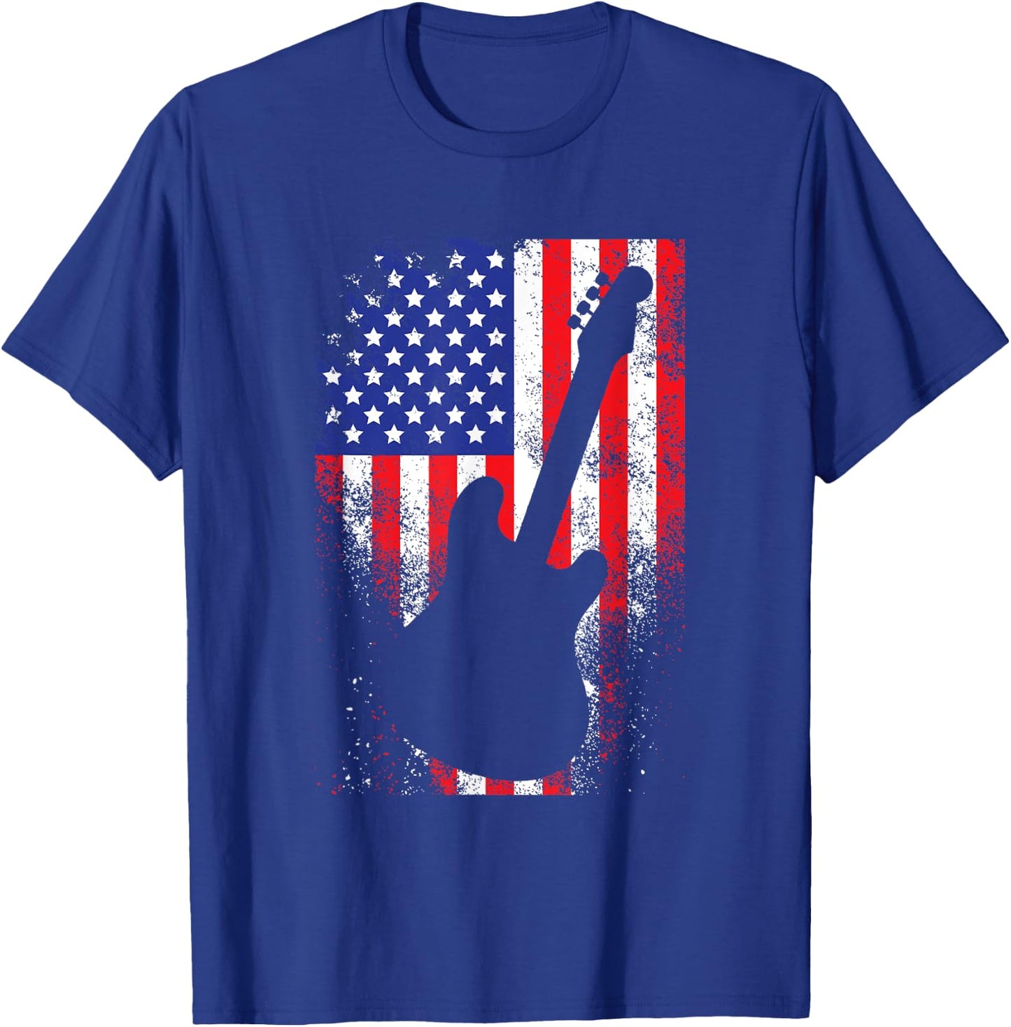 Guitar Vintage USA Flag Rock 4th Of July Funny Gift T-Shirt - T-Shirt | Royal