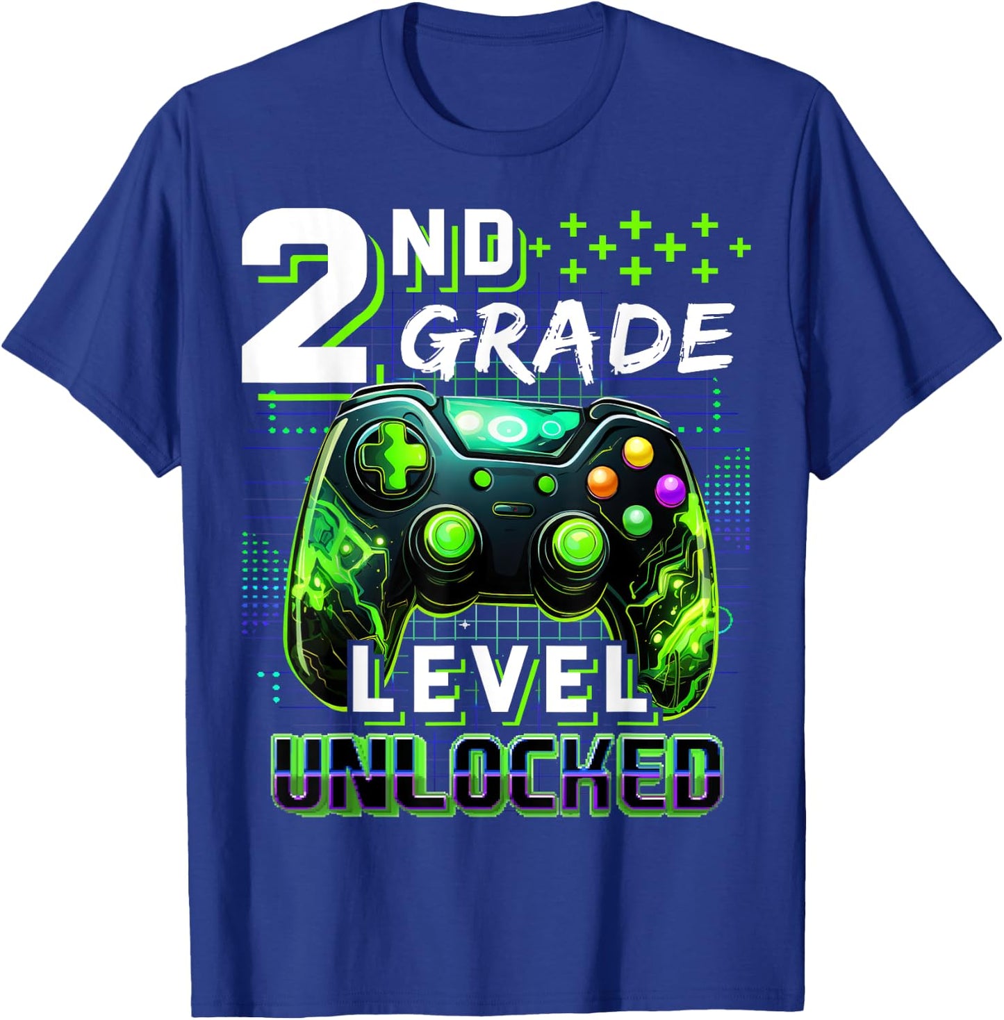 Back to School 2nd Grade Boys Gamer First Day School Level T-Shirt - T-Shirt | Royal