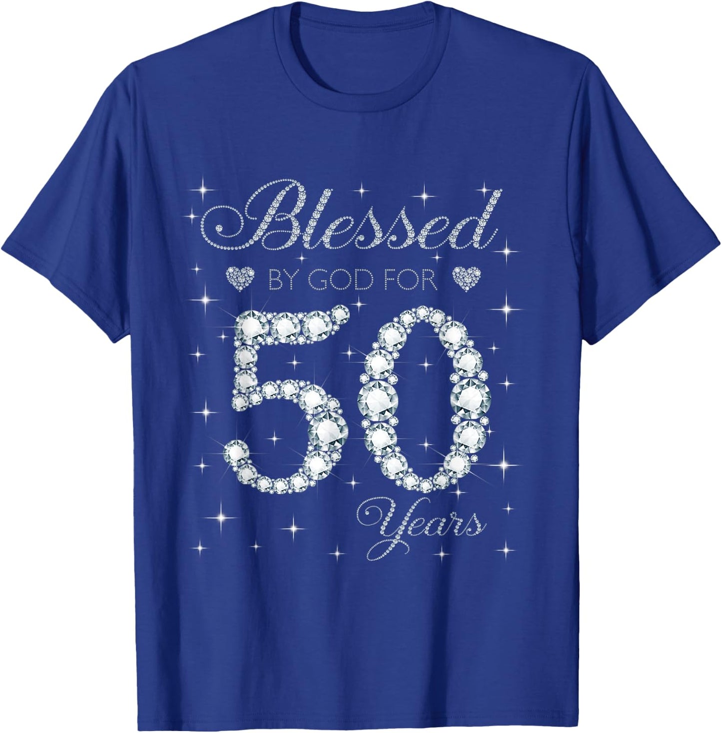 Blessed by God For 50 Years Old 50th Birthday Gift T-Shirt - T-Shirt | Royal