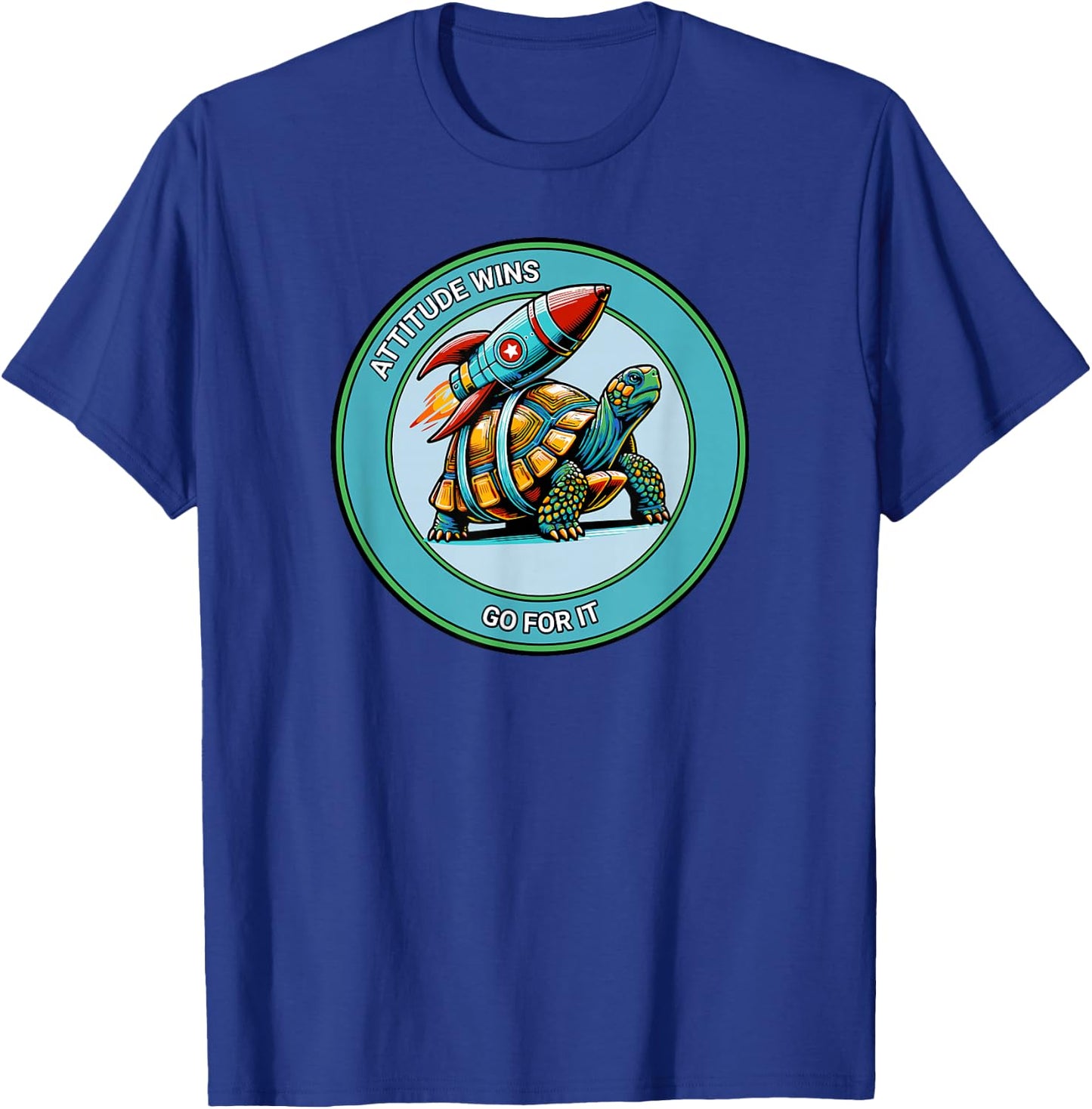 Attitude Wins Positive Motivational Statement from Turtle T-Shirt - T-Shirt | Royal