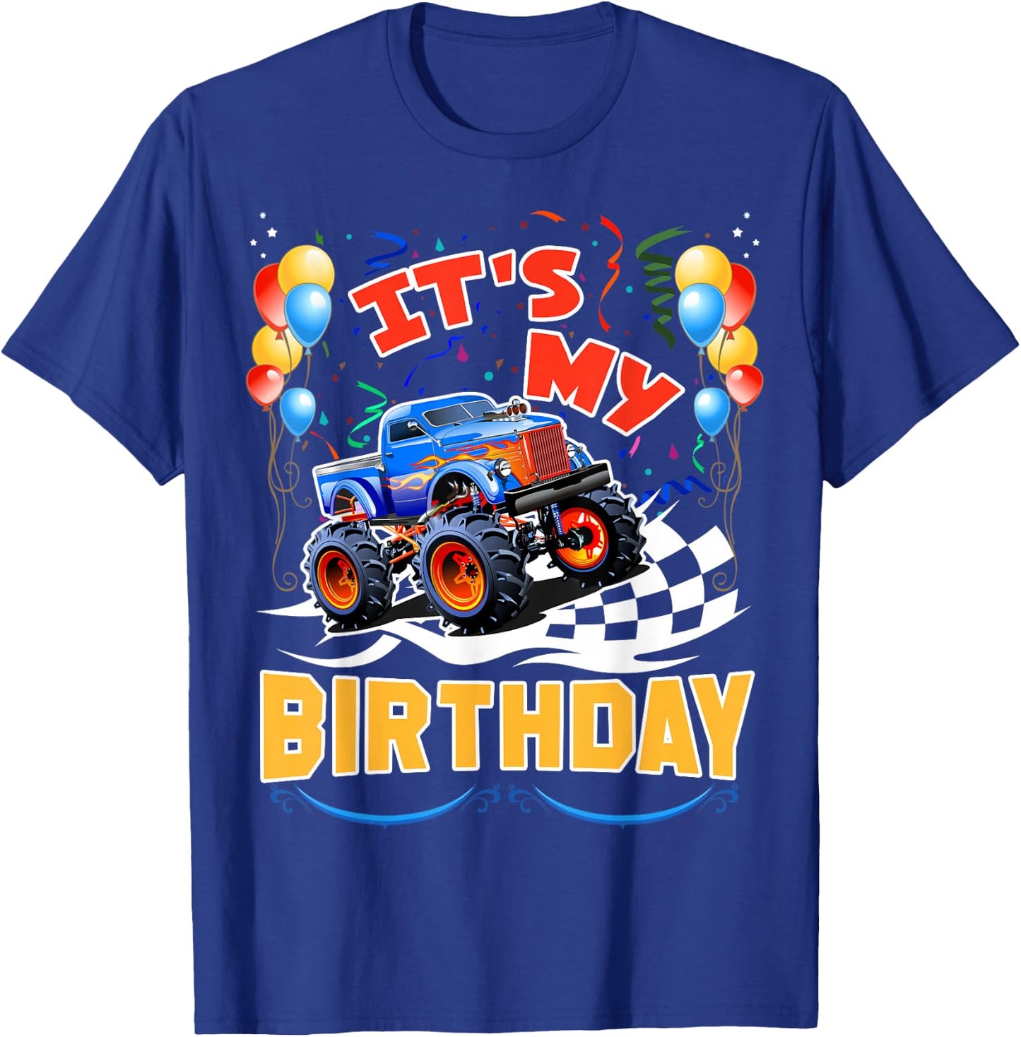It Is My Birthday Boy Monster Truck Car Party Day Kids Cute T-Shirt - T-Shirt | Royal