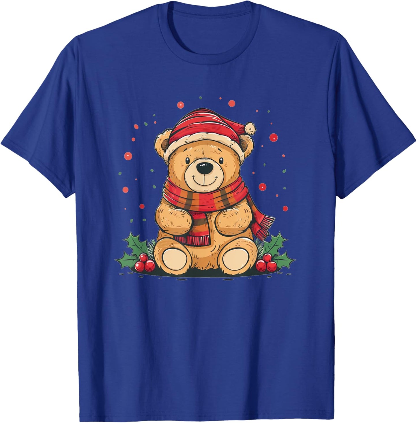 Funny fluffy Teddy Bear in Christmas Season and Dress T-Shirt - T-Shirt | Royal