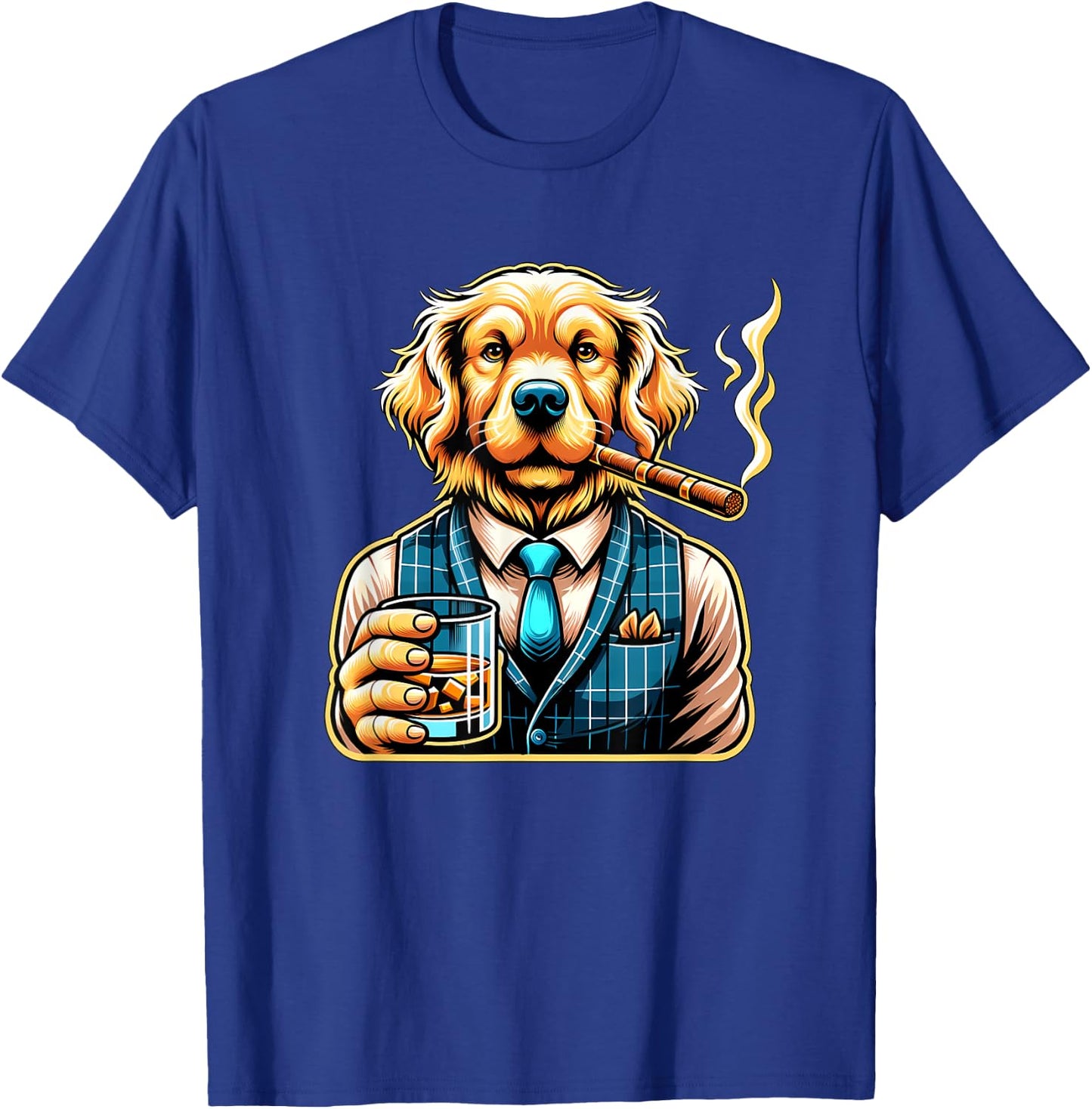 Golden Retriever Dog Cigar And Whiskey Women T-Shirt - T-Shirt | Royal