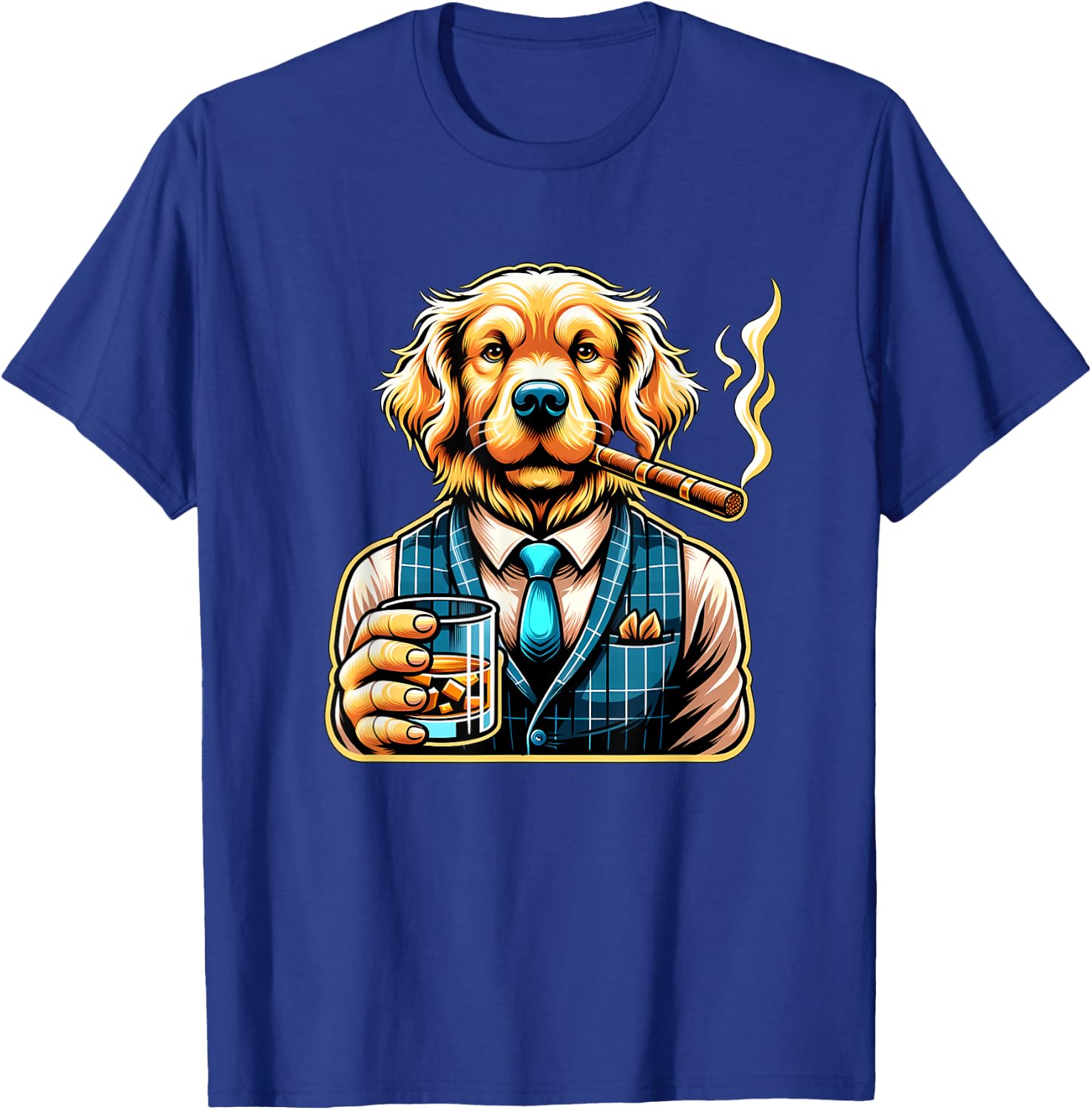 Golden Retriever Dog Cigar And Whiskey Women T-Shirt - T-Shirt | Royal