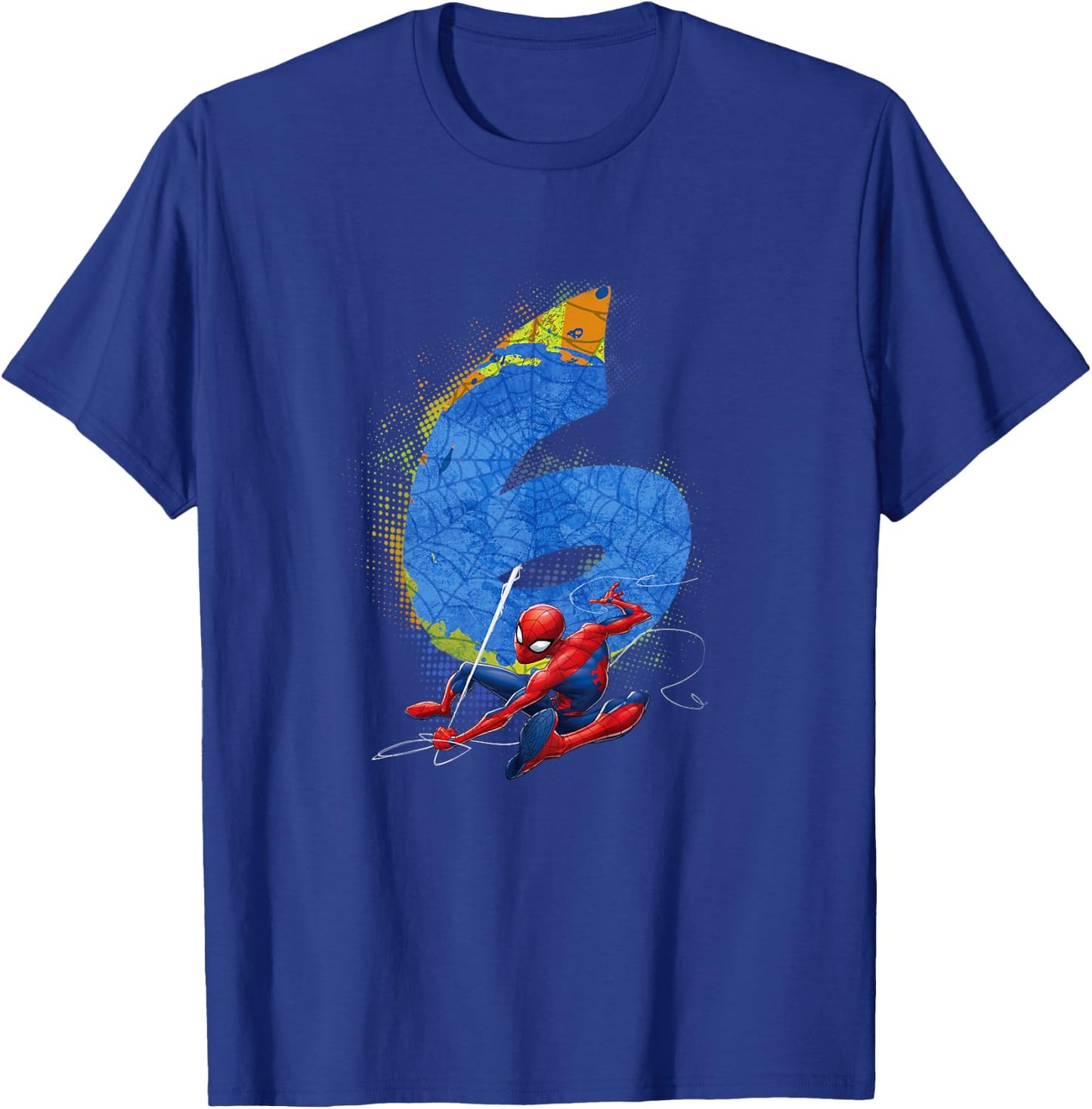 Kids Marvel Super Heroes Spider-Man 6 Year Old Sixth Birthday T-Shirt - T-Shirt | Royal