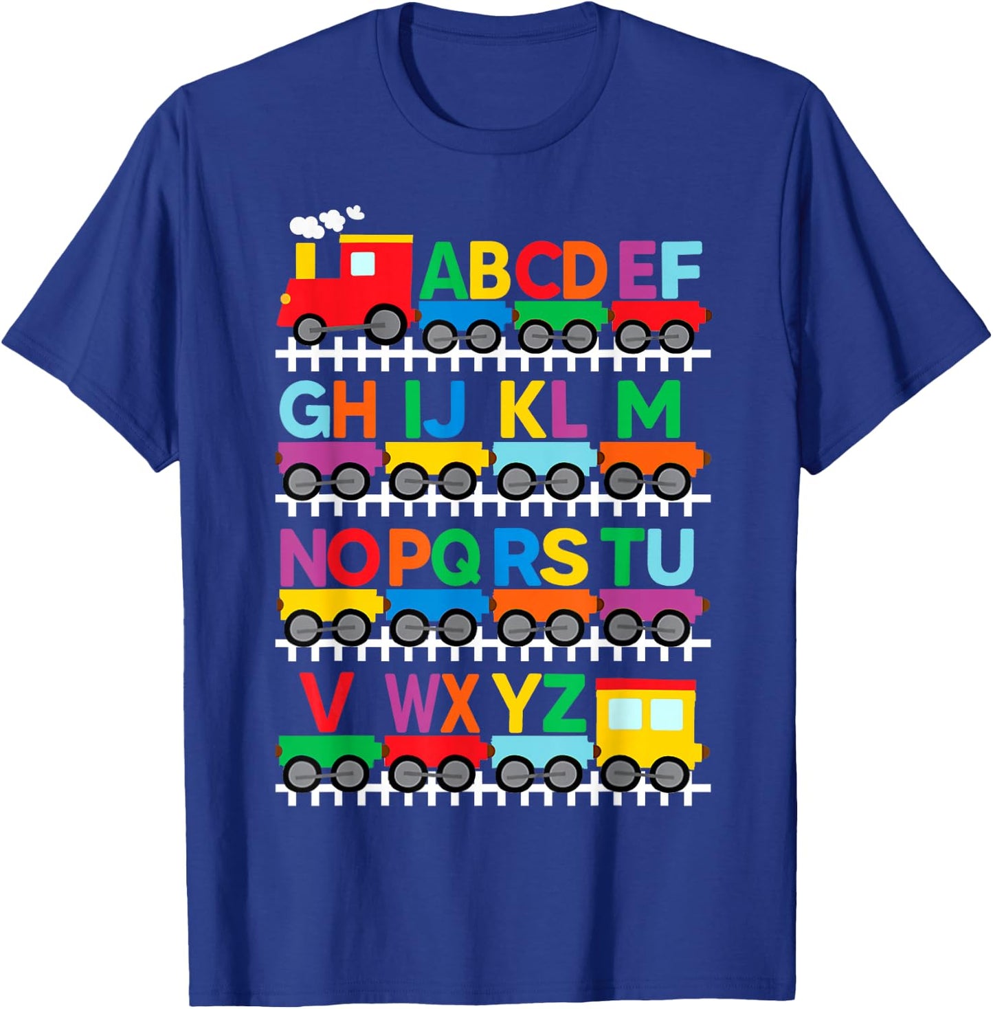 Train Railroad Lover ABC Alphabet A-Z ABCs Kindergarten Kids T-Shirt - T-Shirt | Royal