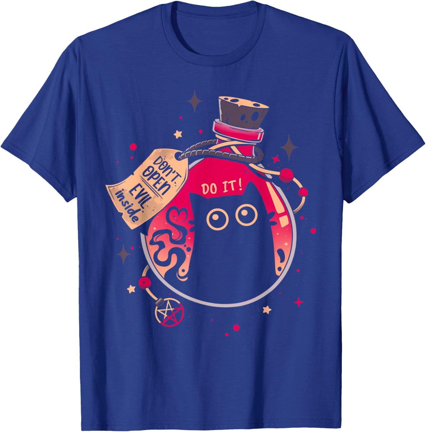 Don't Open Evil Inside Funny Cat Lover Men Women Kids T-Shirt - T-Shirt | Royal