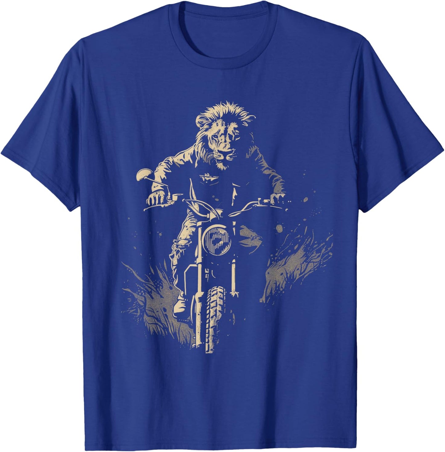 Lion Motorcycle Adventure Biker Riding Animal Rider Wildlife T-Shirt - T-Shirt | Royal