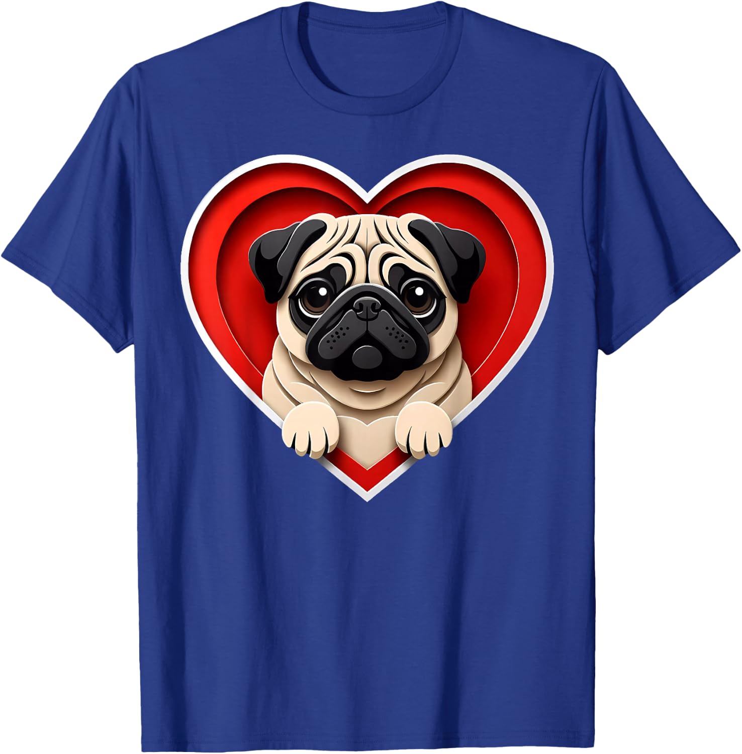 Pug Heart Cute Puppy Dog Lover or Owner T-Shirt - T-Shirt | Royal