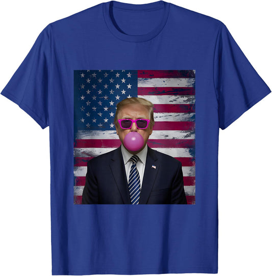Pink Sunglasses Trump Bubble Gum 2024 USA Flag Vintage T-Shirt - T-Shirt | Royal