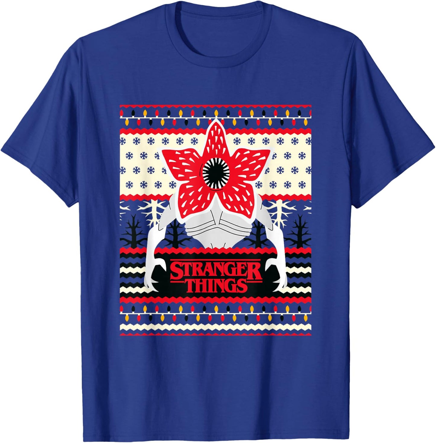 Stranger Things Christmas Epic Demogorgon Chest Ugly Sweater T-Shirt - T-Shirt | Royal