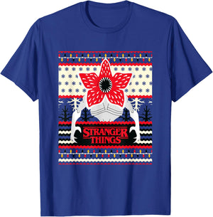 Stranger Things Christmas Epic Demogorgon Chest Ugly Sweater T-Shirt - T-Shirt | Royal