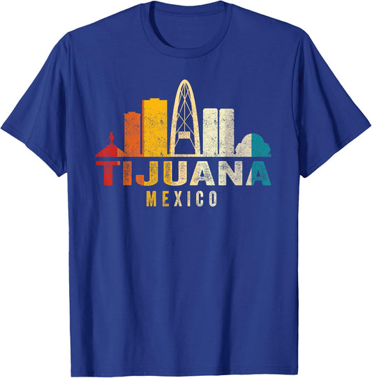 Retro Tijuana Skyline Vintage Mexico Souvenir T-Shirt - T-Shirt | Royal