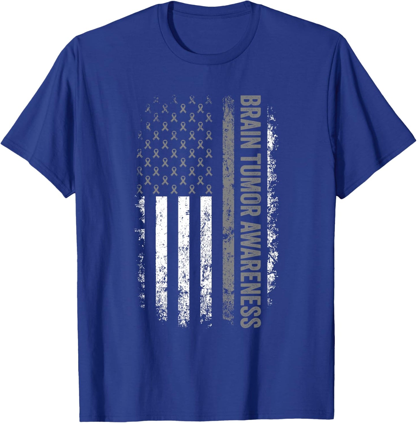 Brain Cancer Design American Flag Brain Tumor Awareness T-Shirt - T-Shirt | Royal