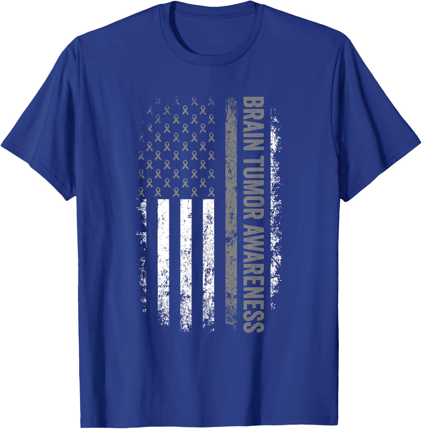 Brain Cancer Design American Flag Brain Tumor Awareness T-Shirt - T-Shirt | Royal