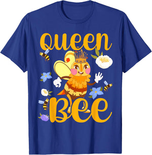Queen Bee Crown Women Girls Mom Wife Daughter Honeybee T-Shirt - T-Shirt | Royal