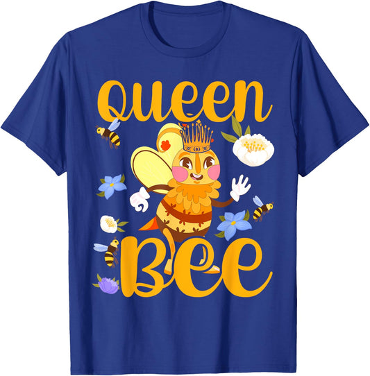 Queen Bee Crown Women Girls Mom Wife Daughter Honeybee T-Shirt - T-Shirt | Royal