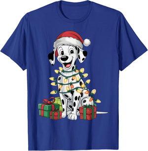 Dalmatian Xmas Lighting Santa Hat Dalmatian Dog Christmas Men Women Kids T-Shirt - T-Shirt | Royal