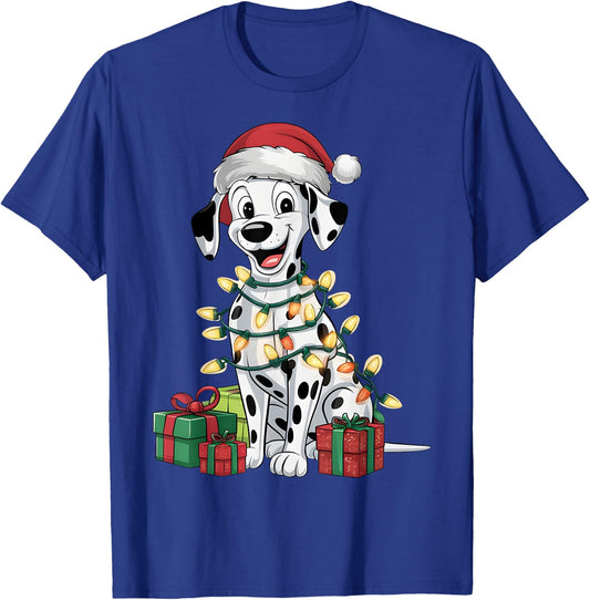 Dalmatian Xmas Lighting Santa Hat Dalmatian Dog Christmas Men Women Kids T-Shirt - T-Shirt | Royal