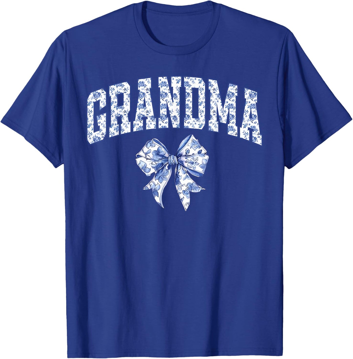 Grandma Coquette Toile Blue Bow Floral Family Matching T-Shirt - T-Shirt | Royal