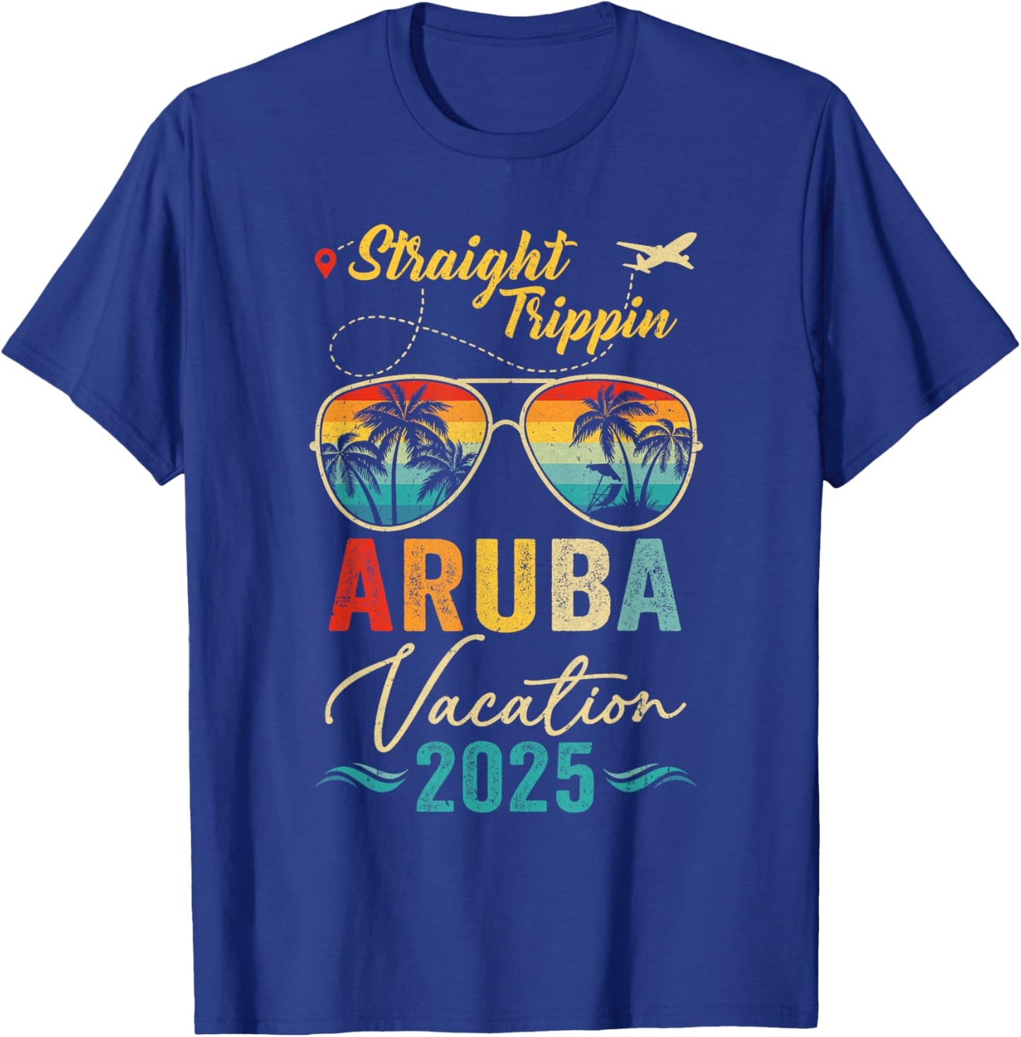Straight Trippin Aruba 2025 Family Summer Vacation T-Shirt - T-Shirt | Royal