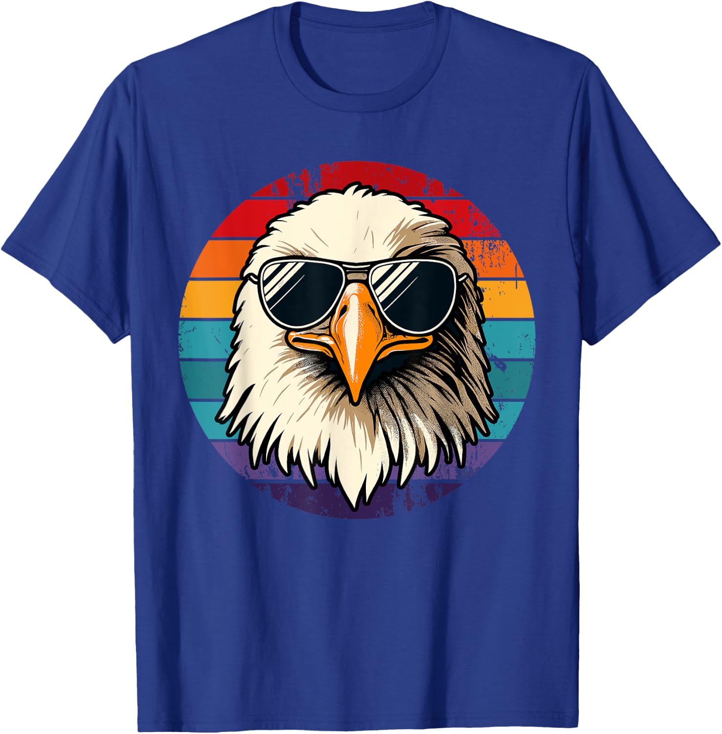 Bald Eagle in Sunglasses Men Women Kids Funny Eagle T-Shirt - T-Shirt | Royal