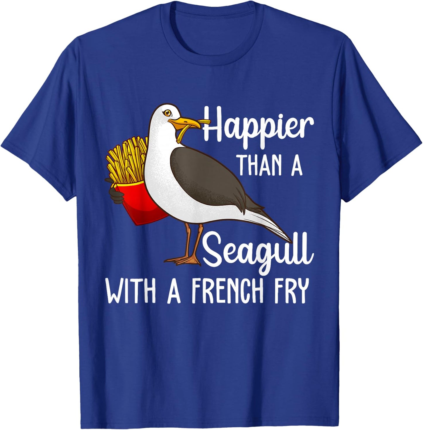 Funny Seagull French Fries Art Men Women French Fries Birder T-Shirt - T-Shirt | Royal