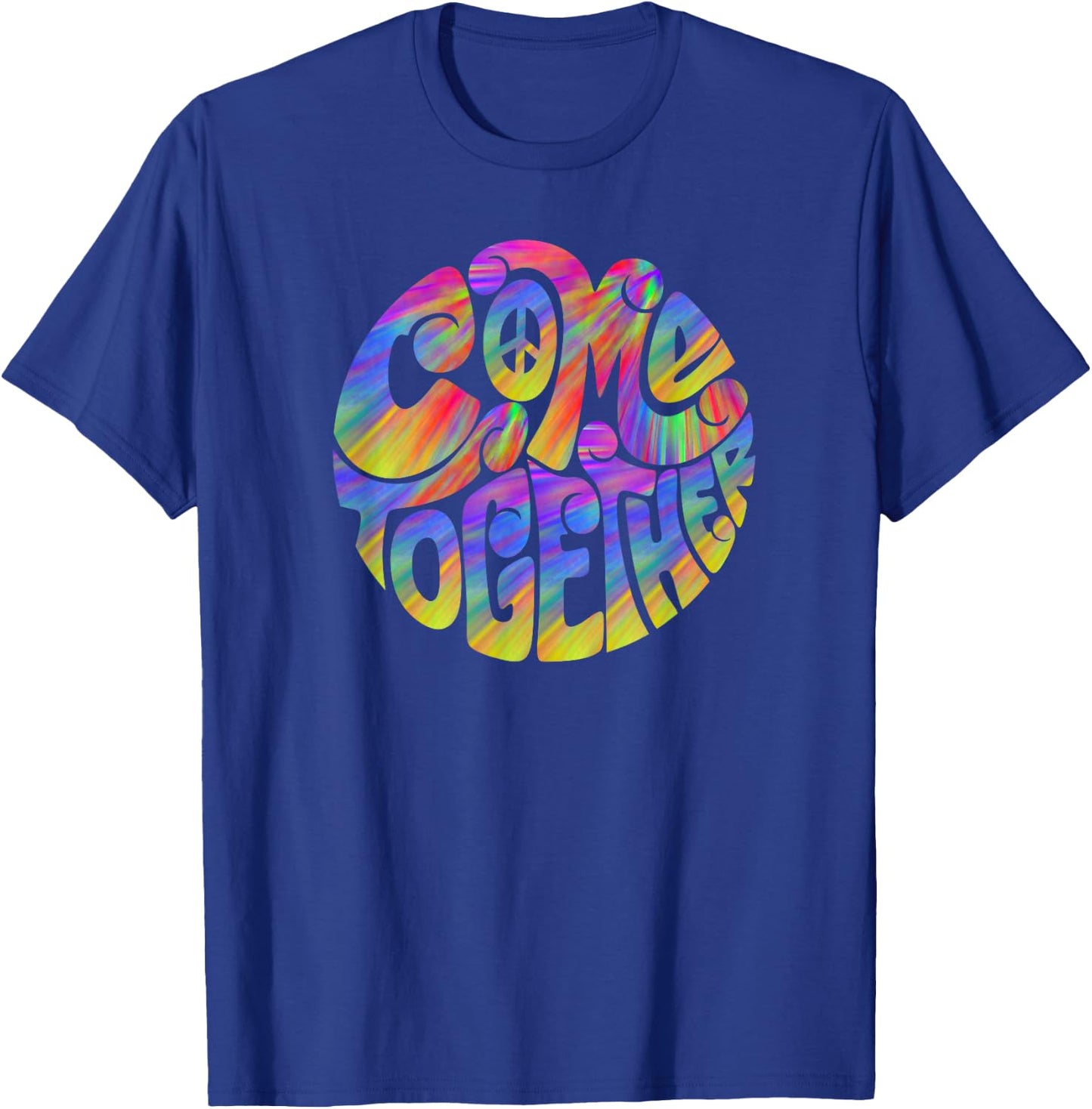 Colorful Come Together Peace Design T-Shirt - T-Shirt | Royal