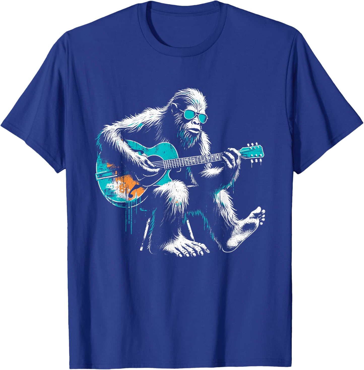 Bigfoot Guitarist - Funny Guitar Music Sasquatch Lover T-Shirt - T-Shirt | Royal