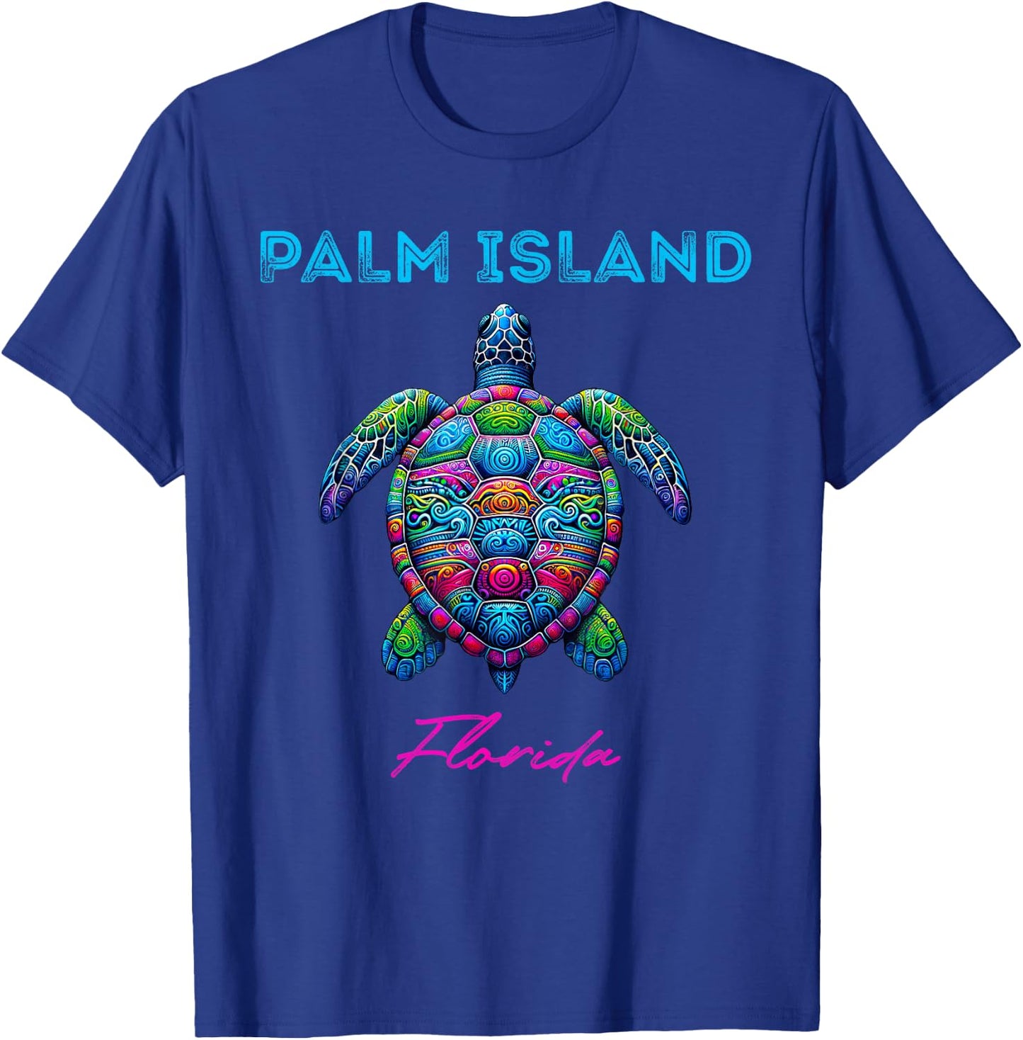 Palm Island Florida Tribal Beach Sea Turtle T-Shirt - T-Shirt | Royal