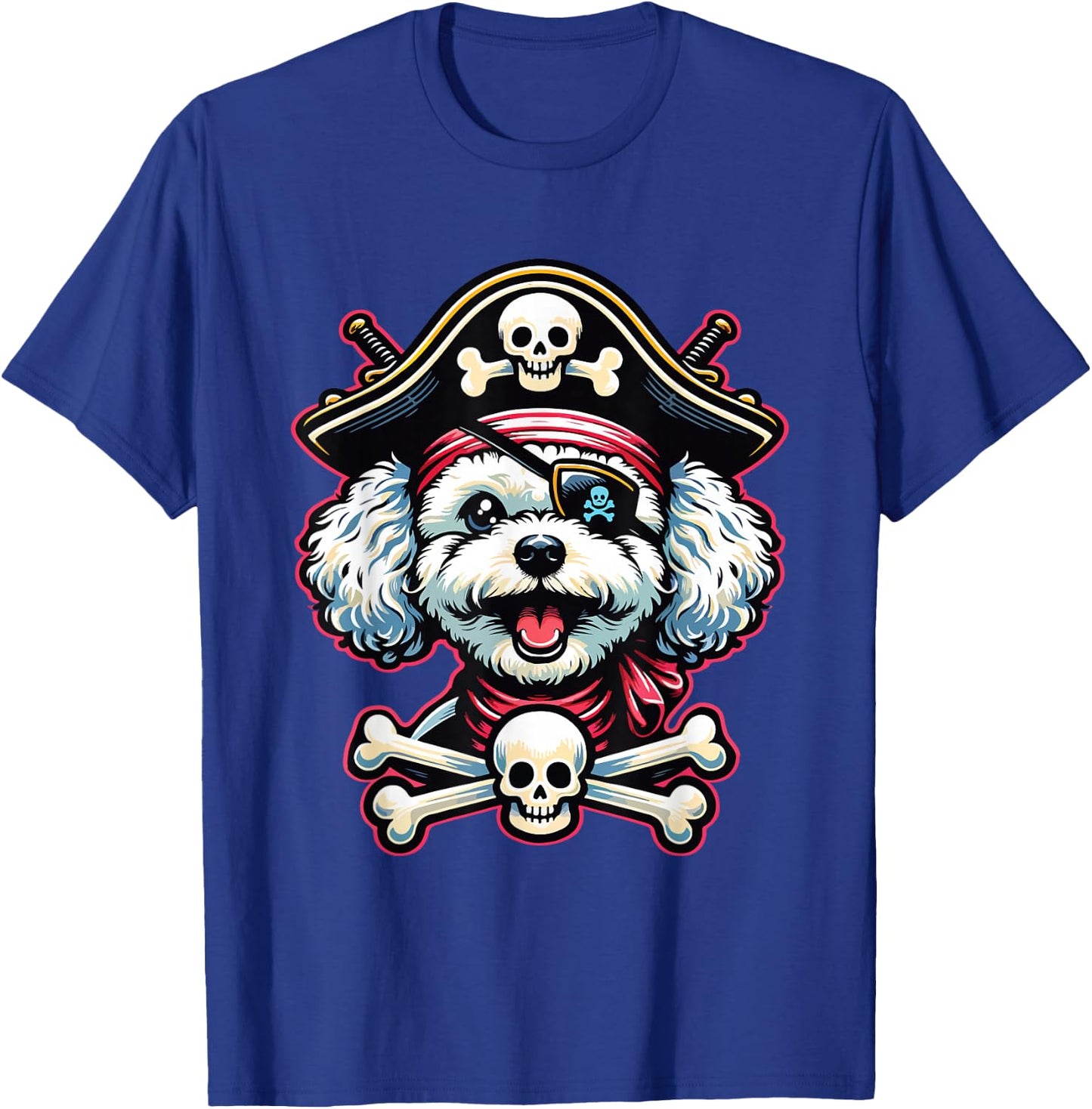 Maltese Poodle Sea Dog Pirate Dog Funny Captain Halloween T-Shirt - T-Shirt | Royal