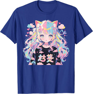 Anime Waifu Cute Anime manga Cat Girl Sweet Retro Japan T-Shirt - T-Shirt | Royal