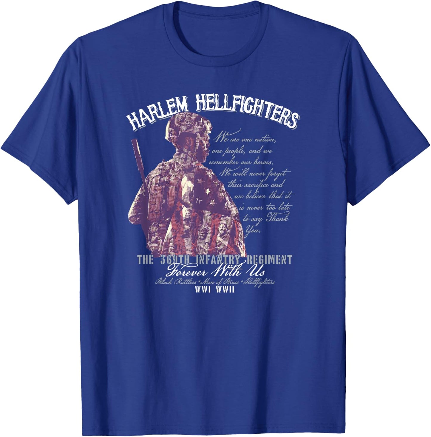 Harlem Hellfighters Soldiers Vintage Black Military History T-Shirt - T-Shirt | Royal