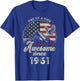 Awesome Since 1961 American Flag 65th Birthday Patriotic T-Shirt - T-Shirt | Royal