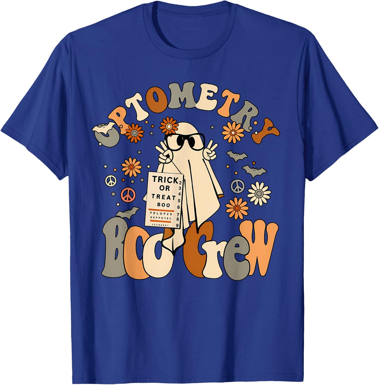 Spooky Optometry Boo Crew Ghost Halloween Eye Doctor T-Shirt - T-Shirt | Royal